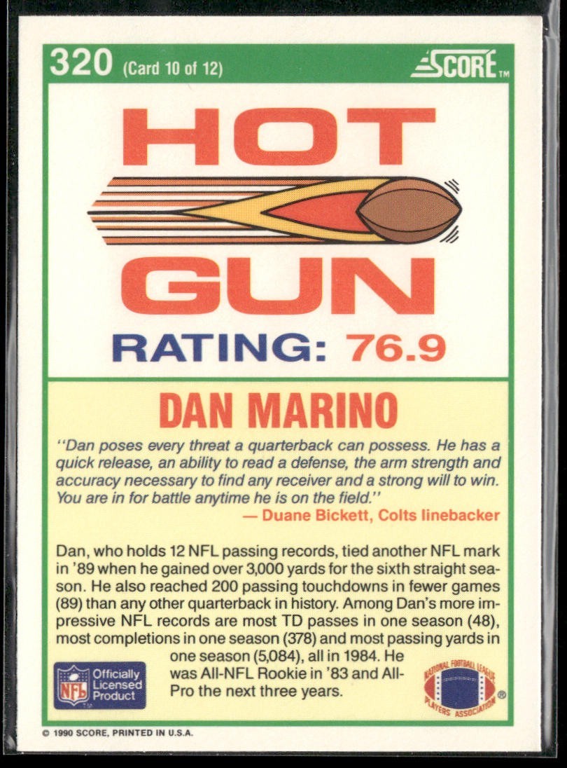 Dan Marino Player Lot Bundle 10 Different Football Cards DM007 Dolphins back