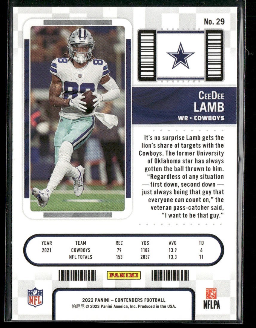 CeeDee Lamb Player Lot Bundle 10 Different Football Cards CDL001 Cowboys back