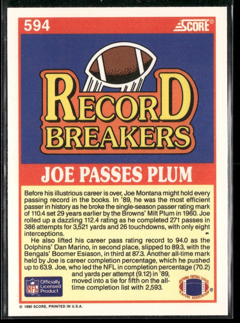 Joe Montana Player Lot Bundle 10 Different Football Cards JM004 49ers Chiefs back
