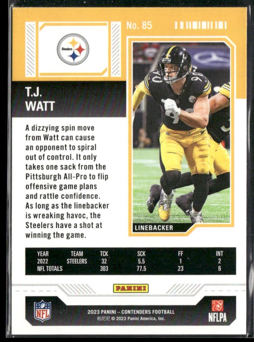 TJ Watt Player Lot Bundle 10 Different Football Cards TJW002 Steelers back