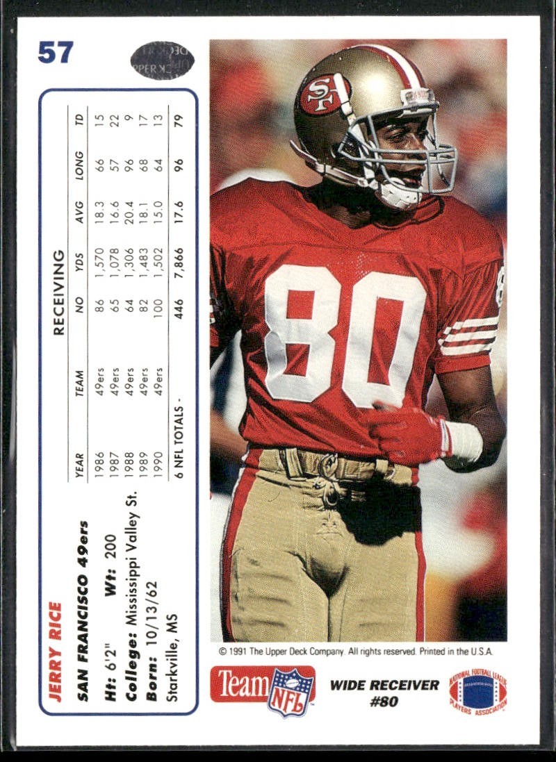 Jerry Rice Player Lot Bundle 10 Different Football Cards JR001 49ers back