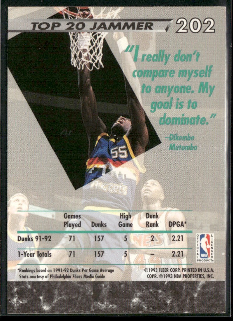 Dikembe Mutombo Player Lot Bundle 10 Basketball Cards DM001 1 RC back