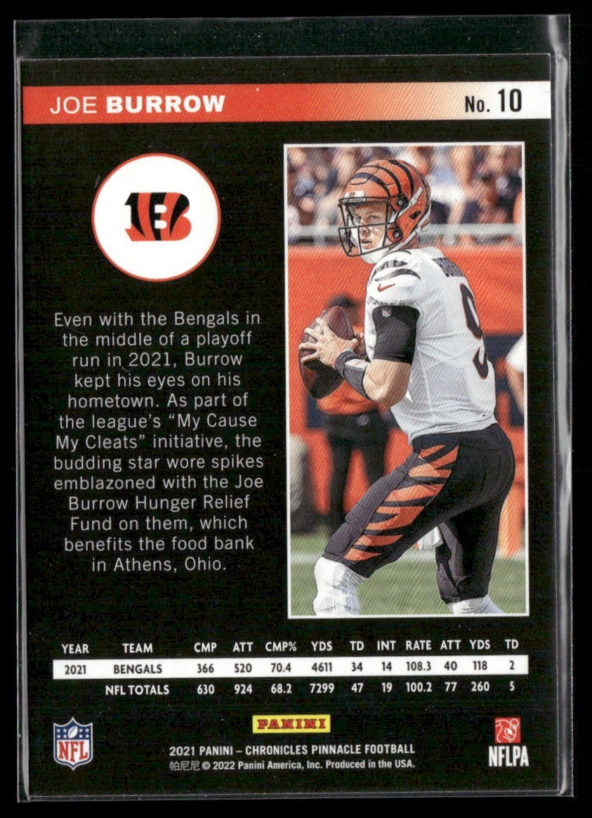 Joe Burrow Player Lot Bundle 10 Different Football Cards JB002 Bengals back