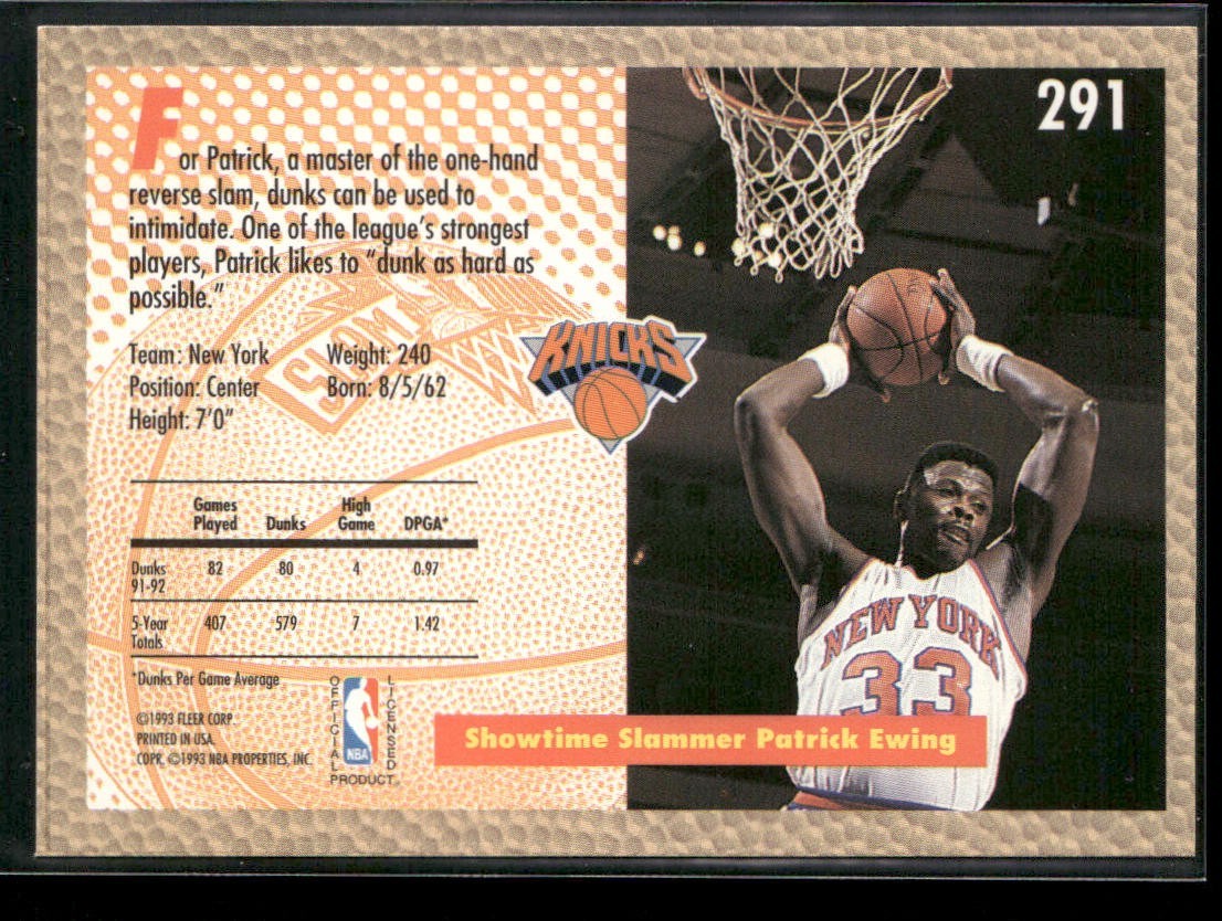 Patrick Ewing Player Lot Bundle 10 Basketball Cards PE005 New York Knicks back