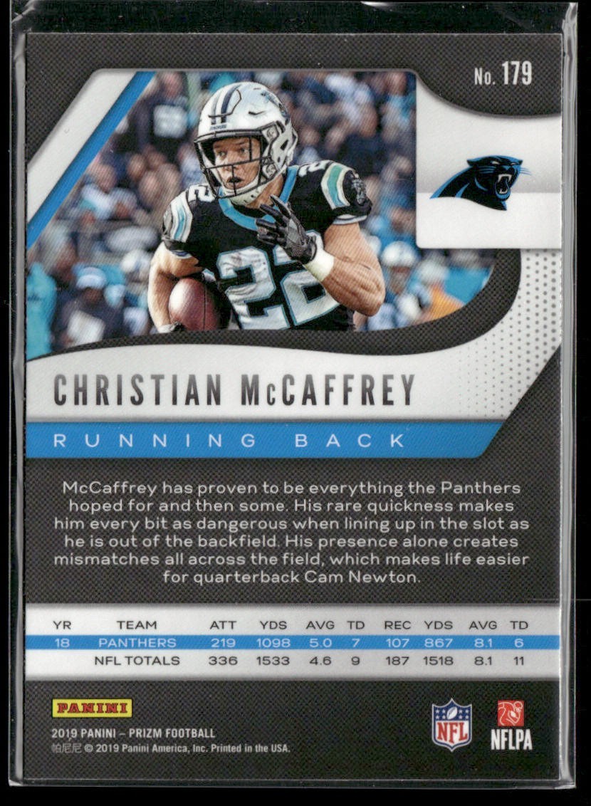 Christian McCaffrey Player Lot Bundle 10 Different Football Cards CM003 back