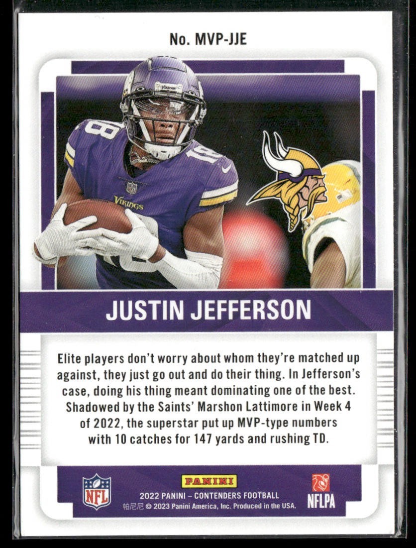 Justin Jefferson Player Lot Bundle 10 Different Football Cards JJ001 Vikings back