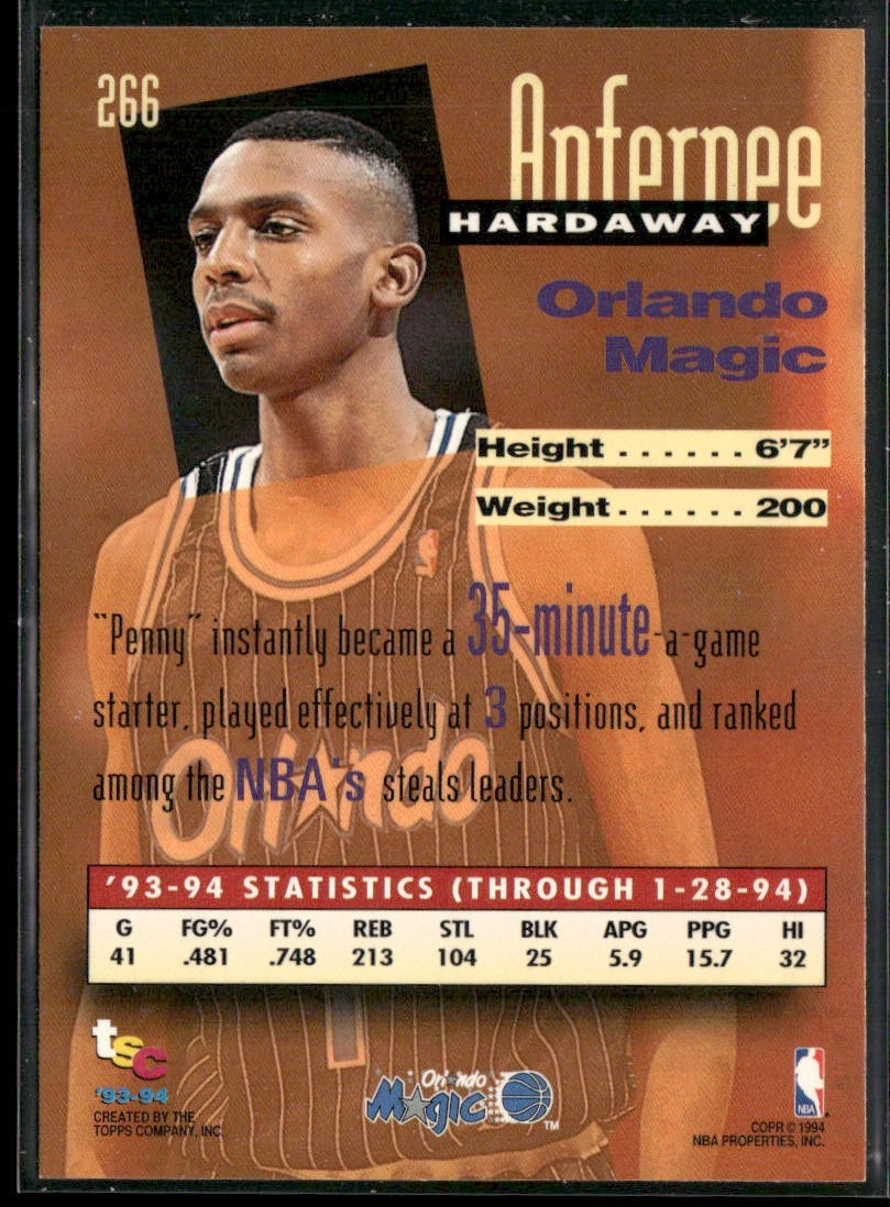 Anfernee "Penny" Hardaway Player Lot Bundle 10 Basketball Cards AH001 2 RC Magic back