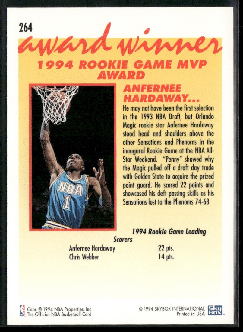 Anfernee "Penny" Hardaway Player Lot Bundle 10 Basketball Cards AH001 2 RC Magic back