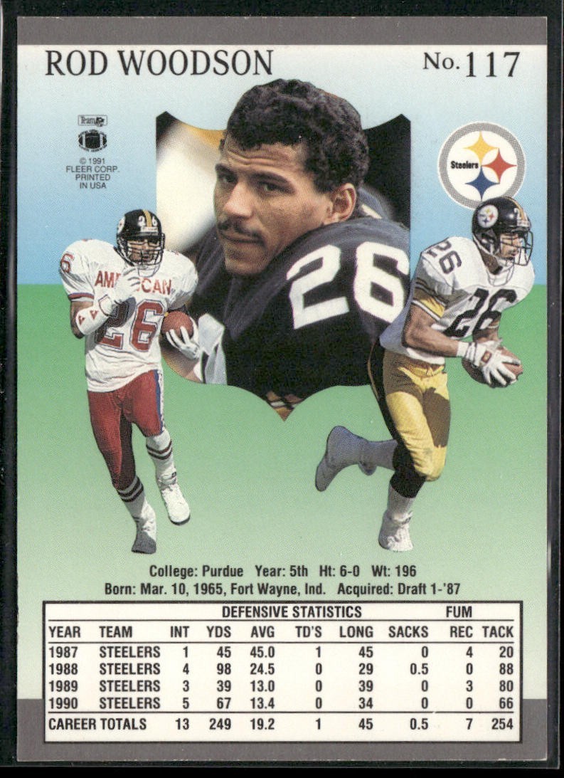 Rod Woodson Player Lot Bundle 10 Different Football Cards RW005 Steelers back