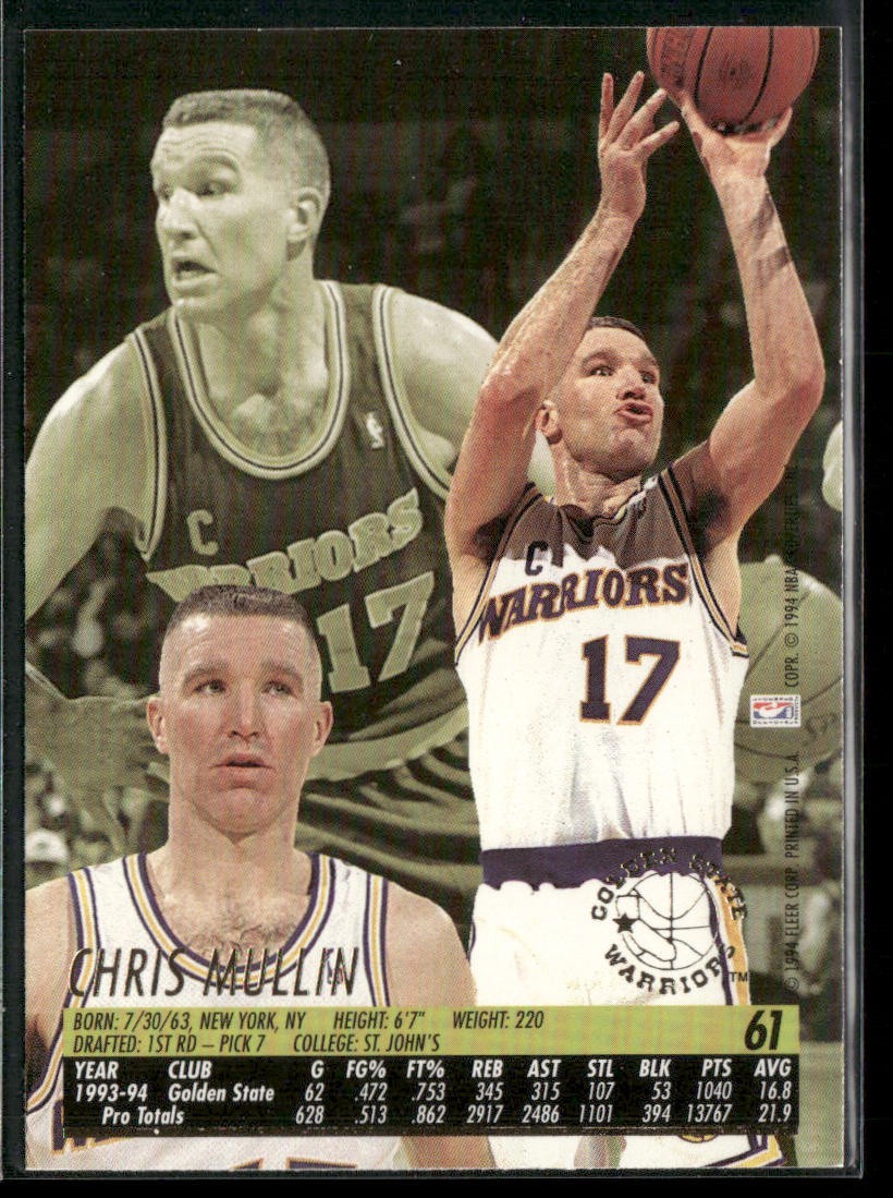 Chris Mullin Player Lot Bundle 10 Basketball Cards CM004 Warriors back