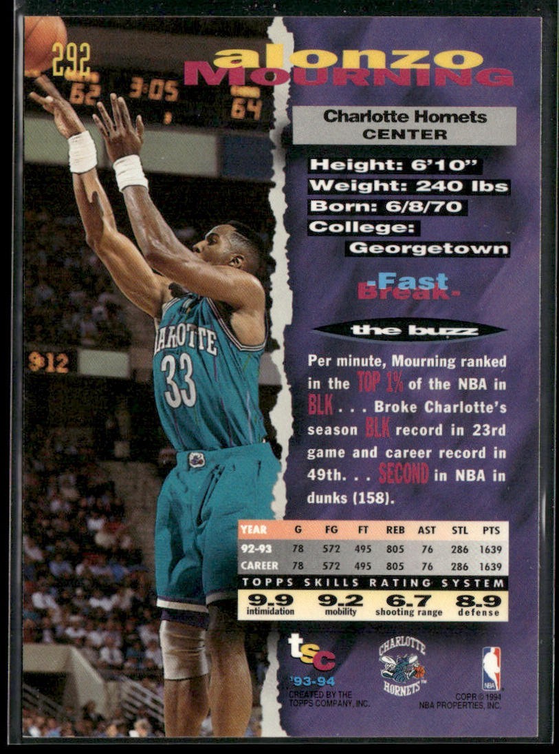 Alonzo Mourning Player Lot Bundle 10 Different Basketball Cards AM005 Heat back