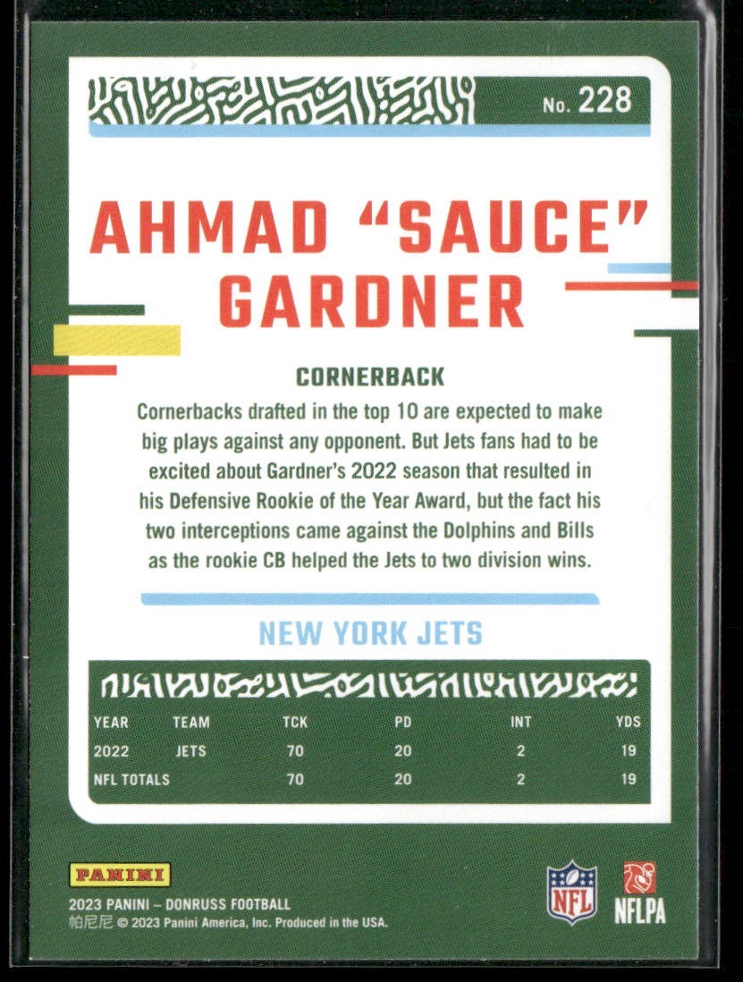 Ahmad Sauce Gardner Player Lot Bundle 10 Different Football Cards AG001 Jets 4RC back