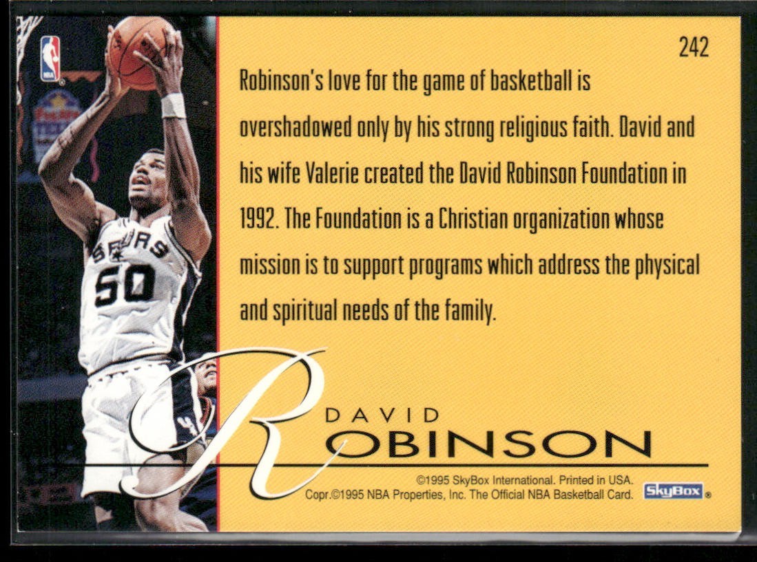 David Robinson Player Lot Bundle 10 Basketball Cards DR003 Spurs back