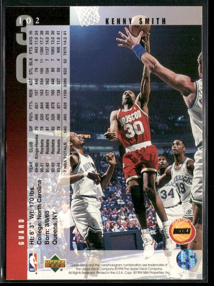 Kenny Smith Player Lot Bundle 10 Basketball Cards KS001 Rockets back