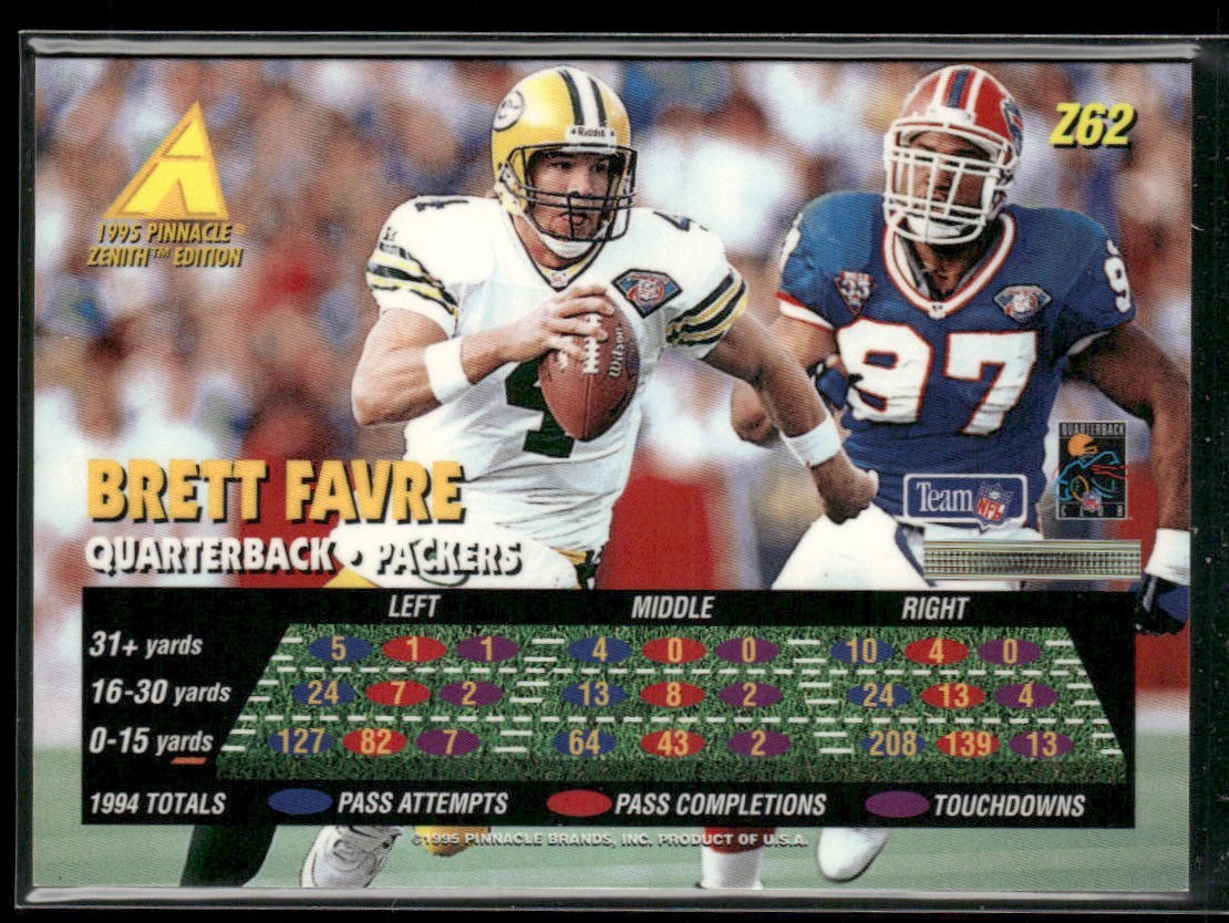 Brett Favre Player Lot Bundle 10 Different Football Cards BF004 Packers back