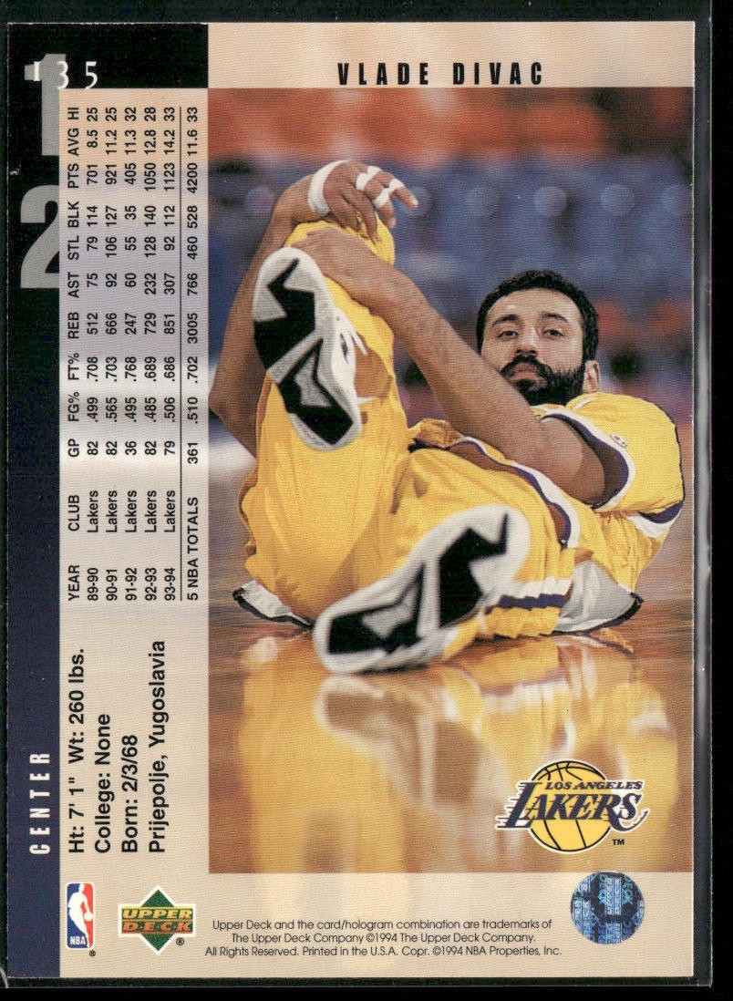 Vlade Divac Player Lot Bundle 10 Basketball Cards VD003 Lakers Hornets back