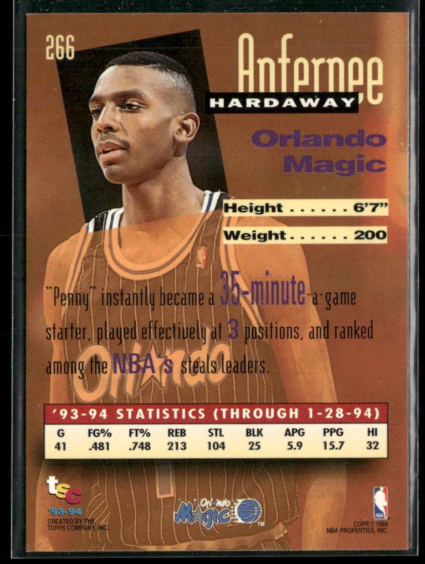 Anfernee "Penny" Hardaway Player Lot Bundle 10 Basketball Cards AH003 1 RC Magic back