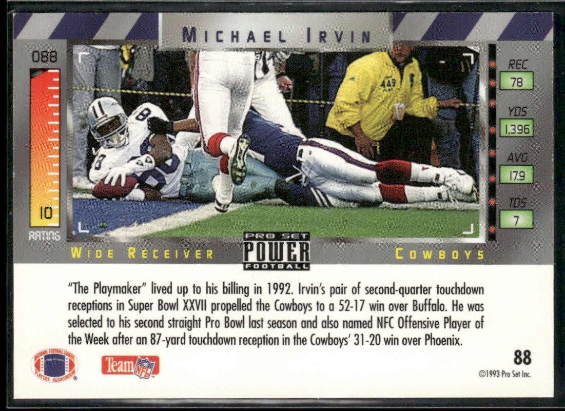 Michael Irvin Player Lot Bundle 10 Different Football Cards MI003 Cowboys back