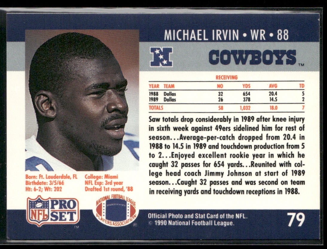 Michael Irvin Player Lot Bundle 10 Different Football Cards MI004 Cowboys back