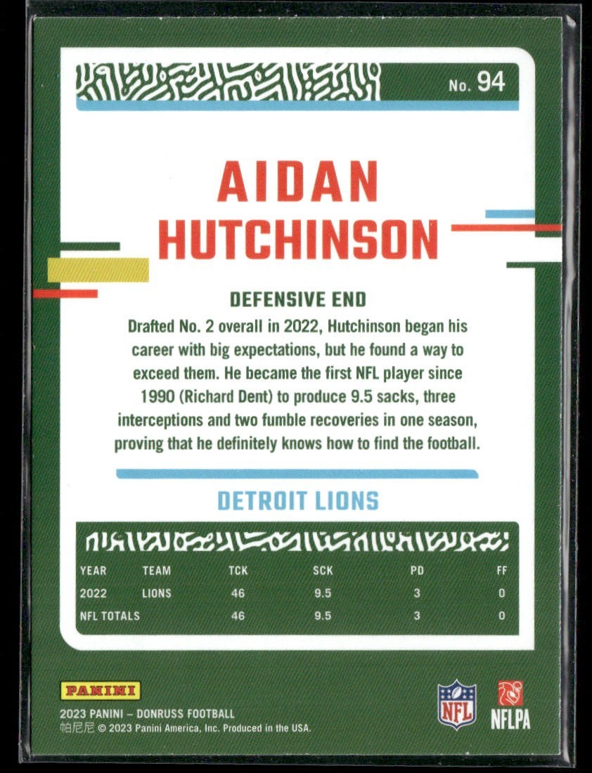 Aidan Hutchinson Player Lot Bundle 10 Different Football Cards AH002 Lions 6RC back