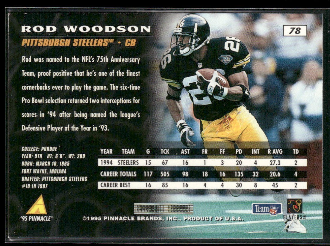 Rod Woodson Player Lot Bundle 10 Different Football Cards RW003 Steelers back