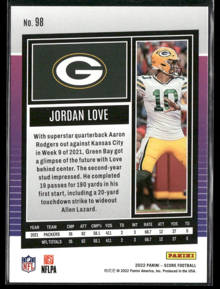 Jordan Love Player Lot Bundle 10 Different Football Cards JL002 Packers back