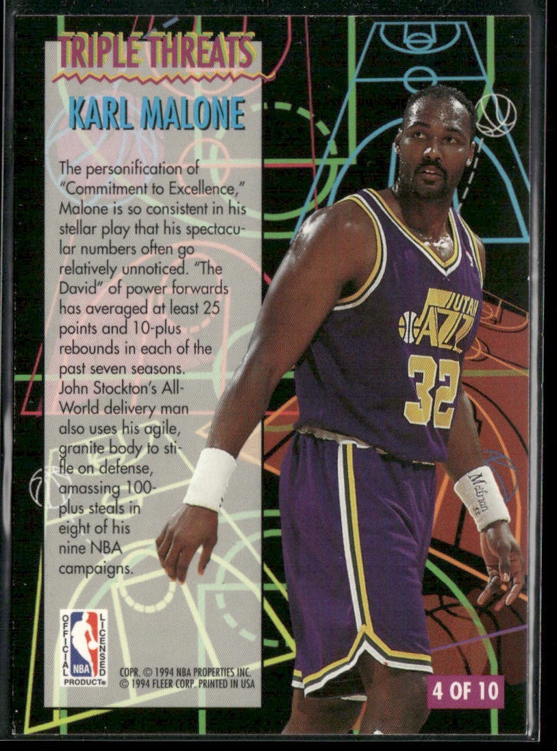 Karl Malone Player Lot Bundle 10 Basketball Cards KM002 Utah Jazz back