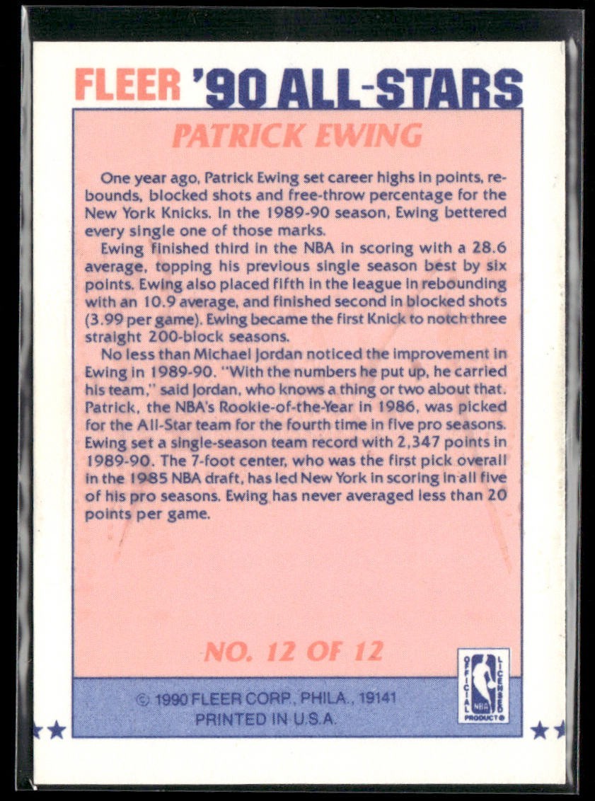 Patrick Ewing Player Lot Bundle 10 Basketball Cards PE004 New York Knicks back