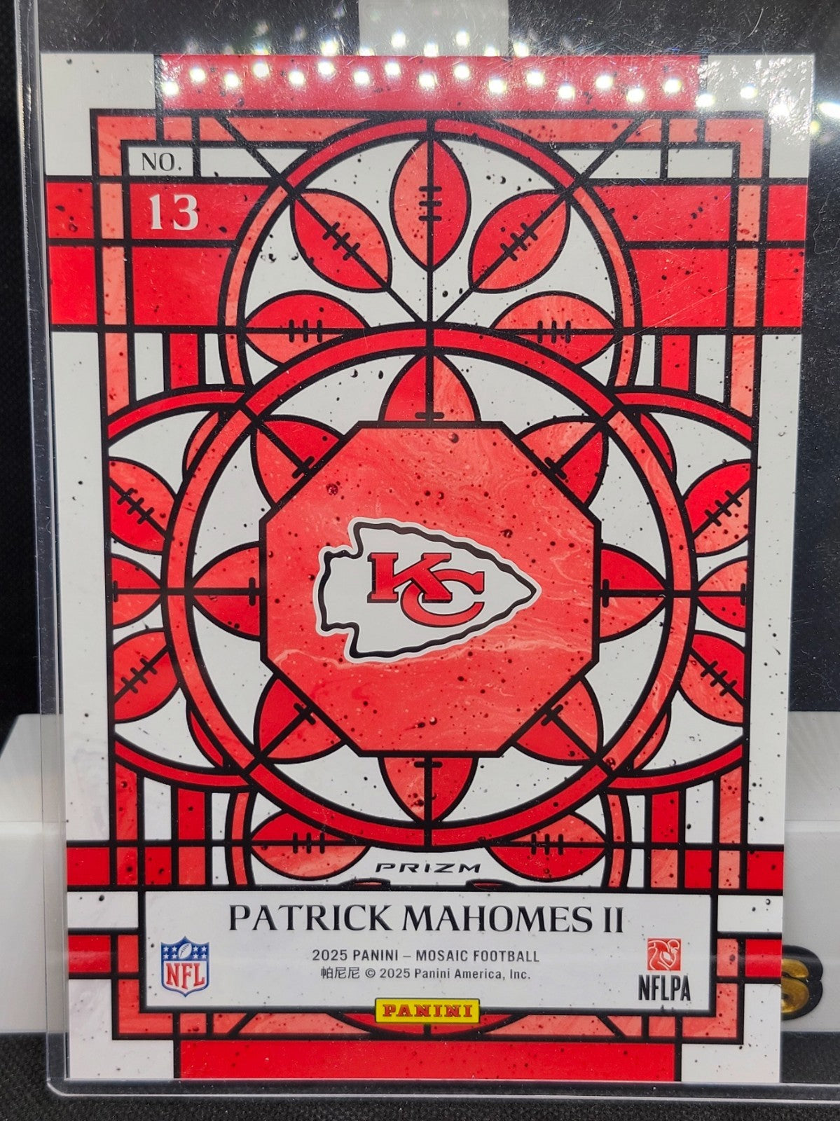 2025 Panini Mosaic Stained Glass Patrick Mahomes II Prizm Oversized Jumbo Chiefs back