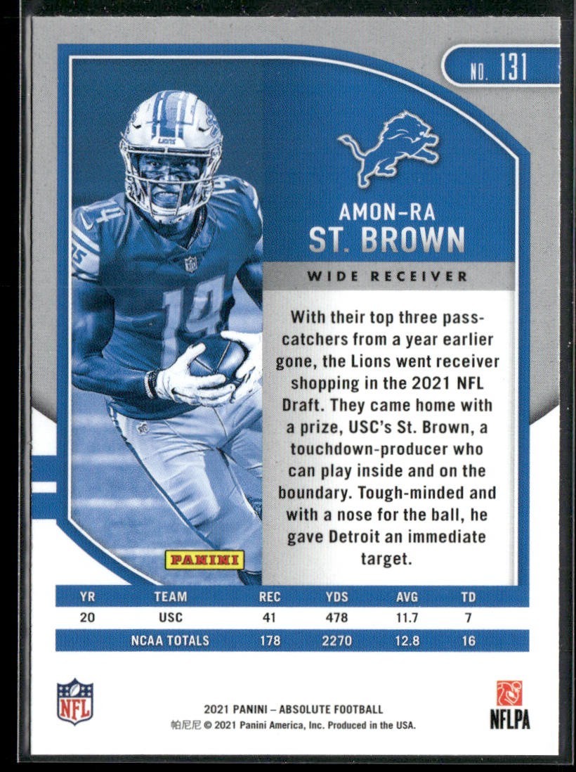 Amon-Ra St. Brown Player Lot Bundle 10 Different Football Cards ASB001 Lions 2RC back