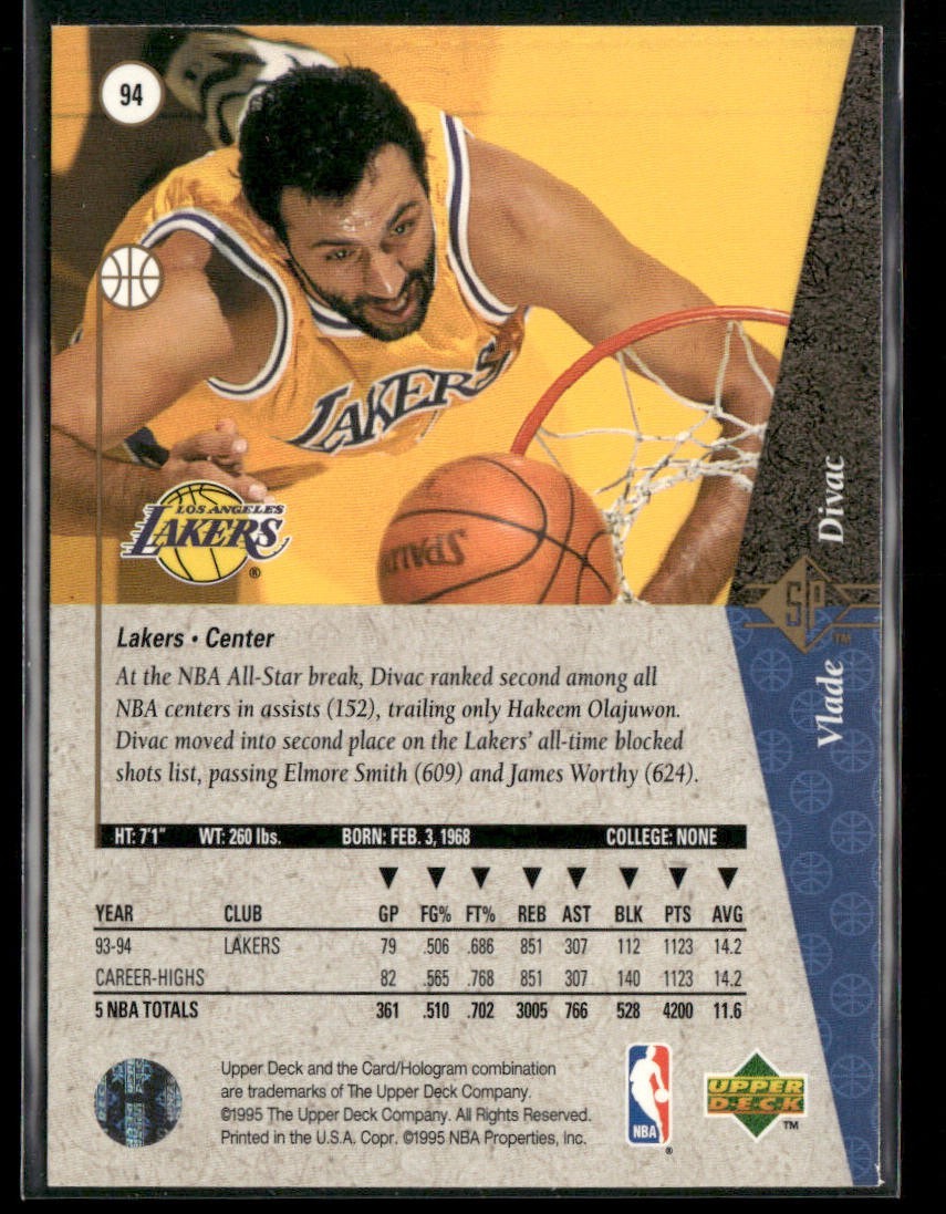 Vlade Divac Player Lot Bundle 10 Basketball Cards VD002 Lakers Hornets back