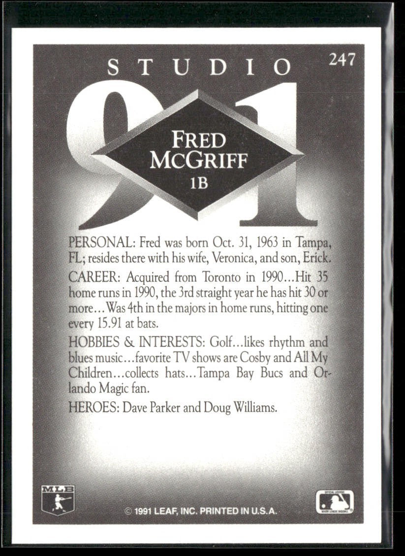 Fred McGriff Player Lot Bundle 10 Different Baseball Cards FM001 Blue Jays back