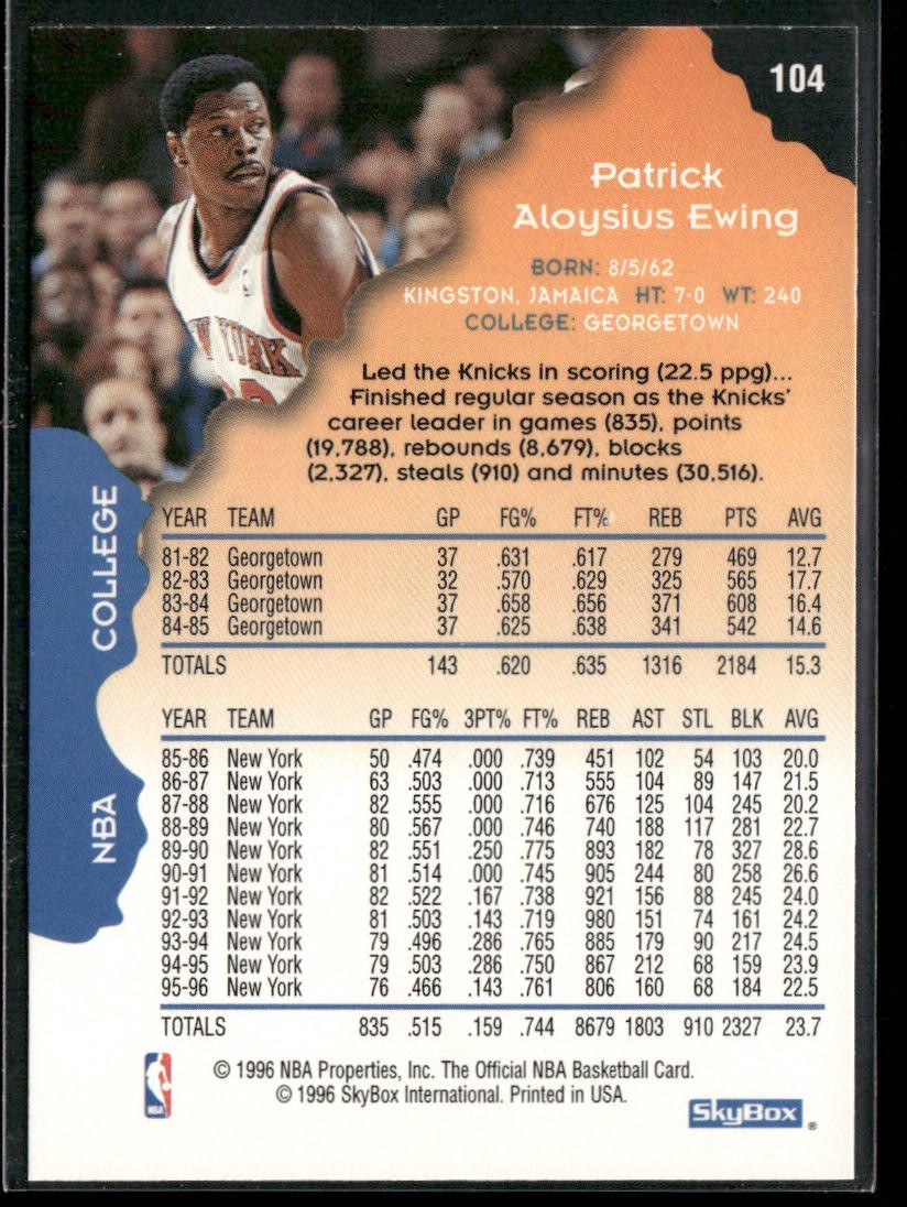 Patrick Ewing Player Lot Bundle 10 Basketball Cards PE001 New York Knicks back