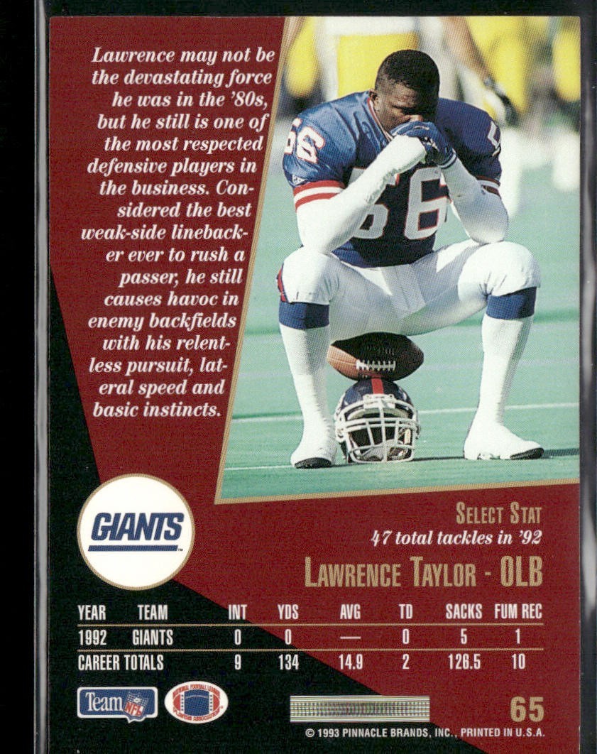 Lawrence Taylor Player Lot Bundle 10 Different Football Cards LT004 Giants back