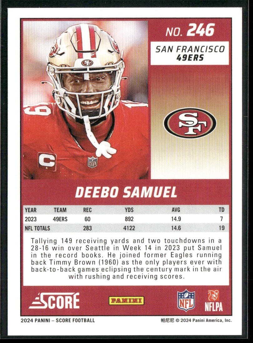 Deebo Samuel Player Lot Bundle 10 Different Football Cards DS001 San Fran 49ers back