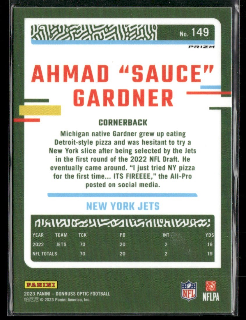 Ahmad Sauce Gardner Player Lot Bundle 10 Different Football Cards AG001 Jets 4RC back