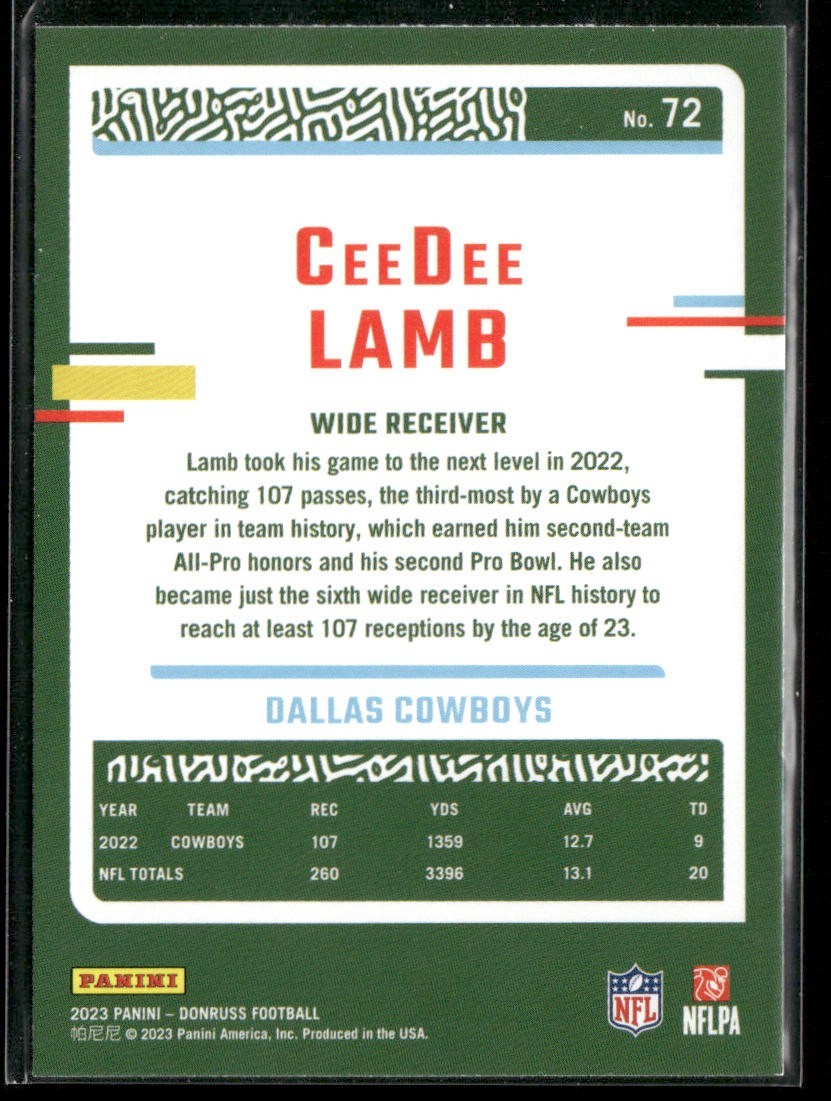 CeeDee Lamb Player Lot Bundle 10 Different Football Cards CDL001 Cowboys back