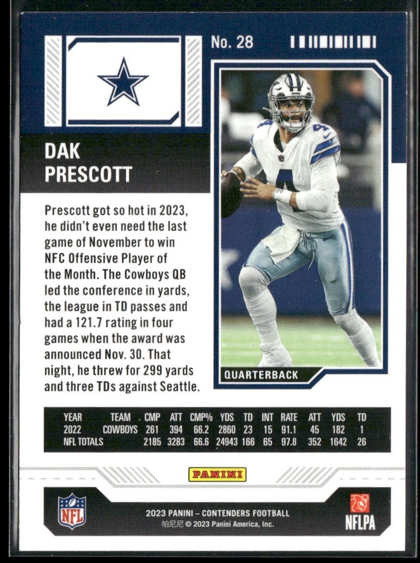 Dak Prescott Player Lot Bundle 10 Different Football Cards DP001 Cowboys back