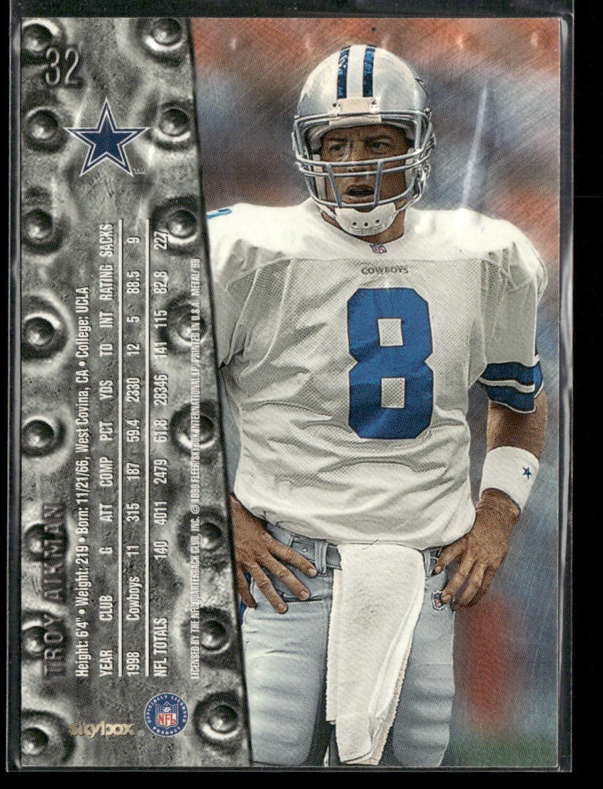 Troy Aikman Player Lot Bundle 10 Different Football Cards TA005 Cowboys back