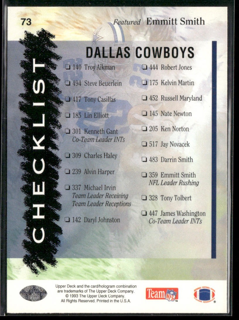 Emmitt Smith Player Lot Bundle 10 Different Football Cards ES002 Cowboys back