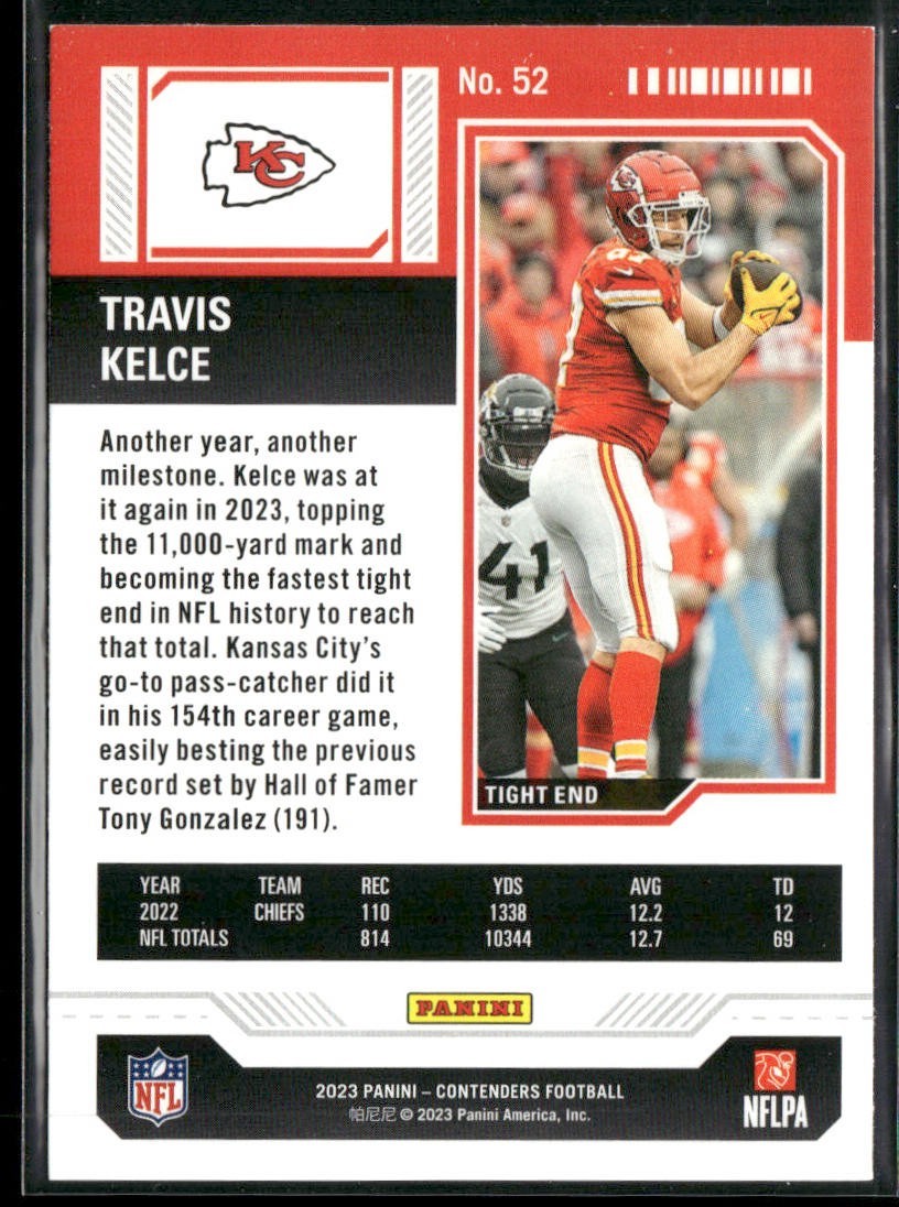 Travis Kelce Player Lot Bundle 10 Different Football Cards TK002 Chiefs back