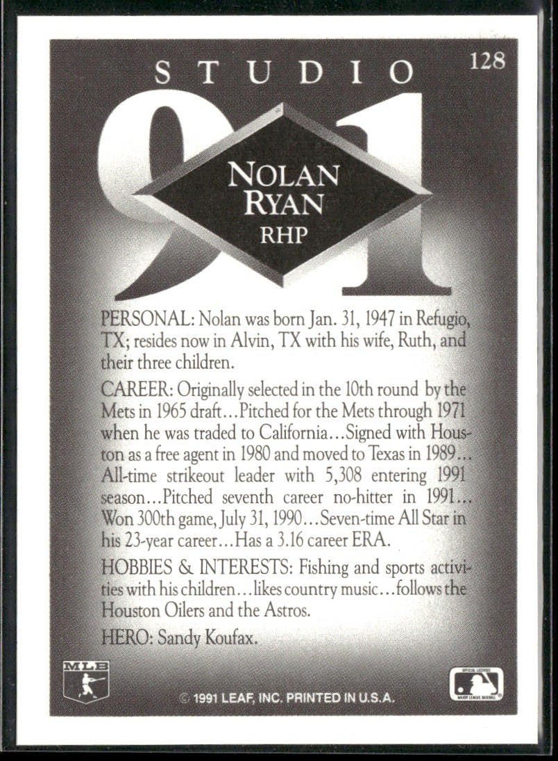 Nolan Ryan Player Lot Bundle 10 Different Baseball Cards NR001 Rangers back