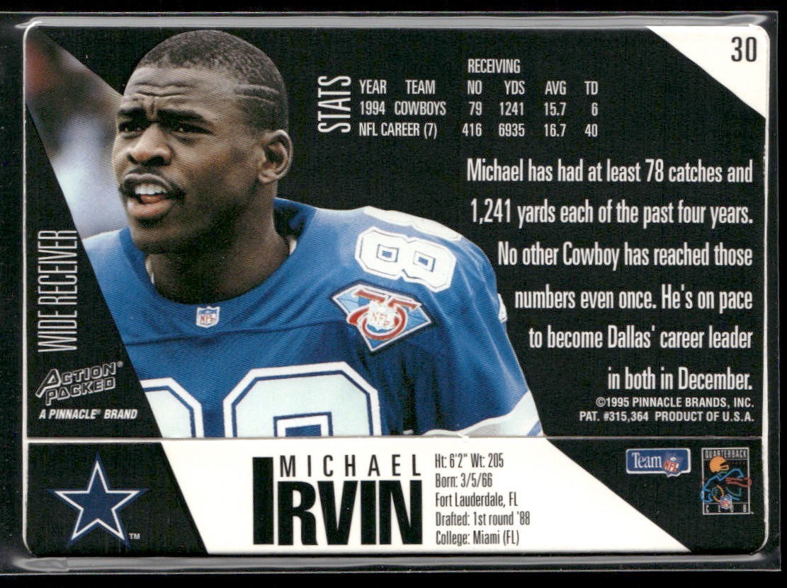 Michael Irvin Player Lot Bundle 10 Different Football Cards MI008 Cowboys back