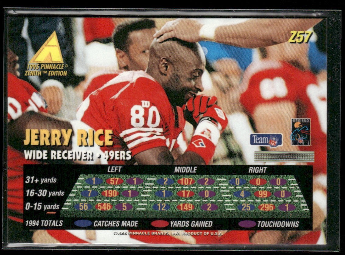 Jerry Rice Player Lot Bundle 10 Different Football Cards JR006 49ers back