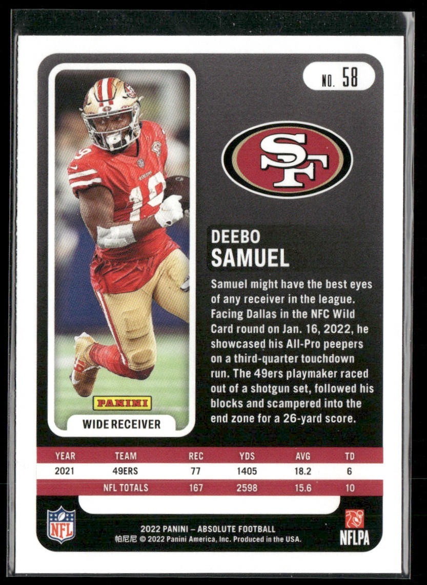 Deebo Samuel Player Lot Bundle 10 Different Football Cards DS001 San Fran 49ers back