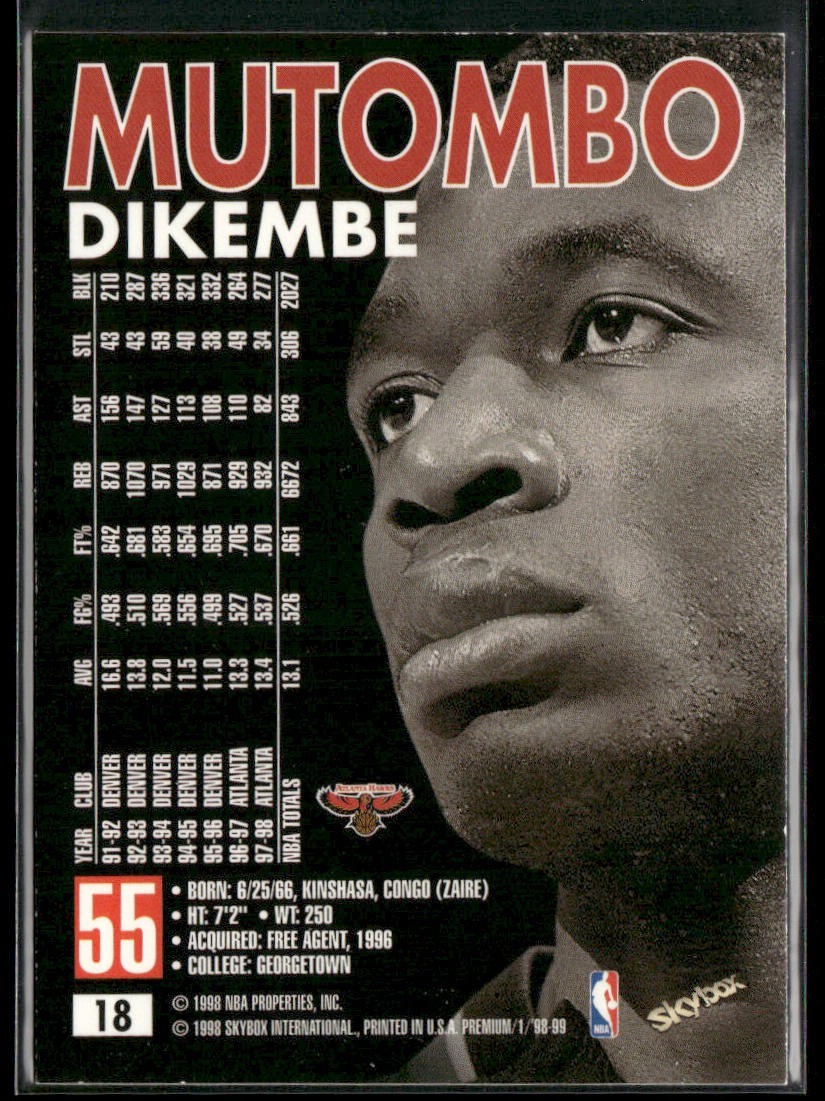 Dikembe Mutombo Player Lot Bundle 10 Basketball Cards DM004 Nuggets Hawks back