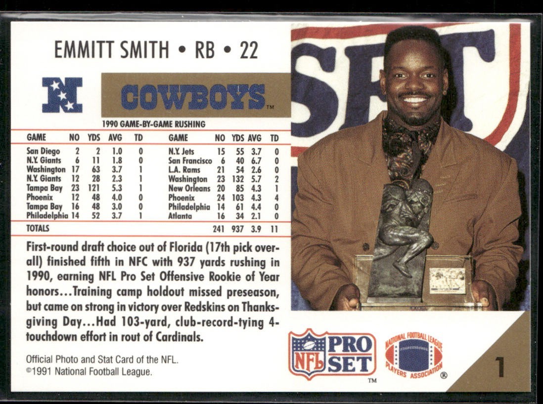 Emmitt Smith Player Lot Bundle 10 Different Football Cards ES004 Cowboys back