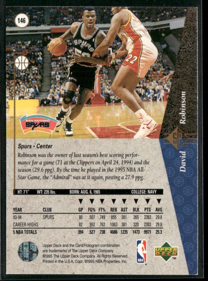 David Robinson Player Lot Bundle 10 Basketball Cards DR002 Spurs back