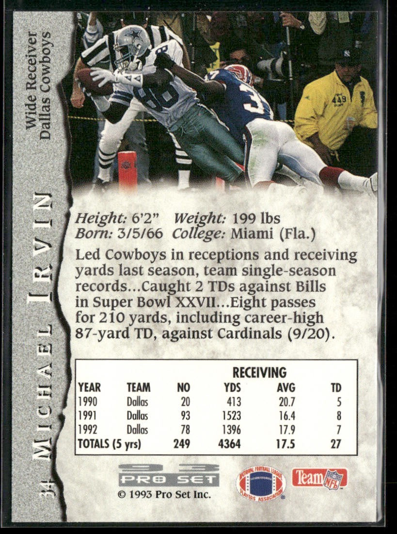 Michael Irvin Player Lot Bundle 10 Different Football Cards MI004 Cowboys back
