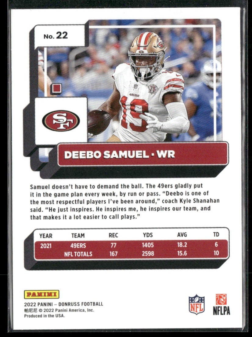 Deebo Samuel Player Lot Bundle 10 Different Football Cards DS001 San Fran 49ers back